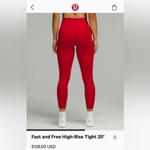 Fast & Free Lululemon 25” red leggings.
